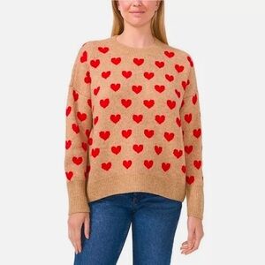 Vince Camuto Women's Heart Sweater Oversized Camel Brown large